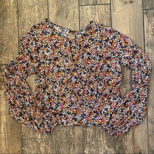 GIMMICKS SMOCKED WAIST FLORAL PEASANT SKIMMER TOP *SEE DETAILS!
